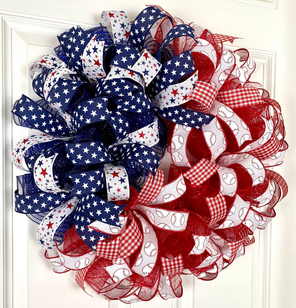 Baseball Wreath: Patriotic American Flag Decor, Stars & Stripes