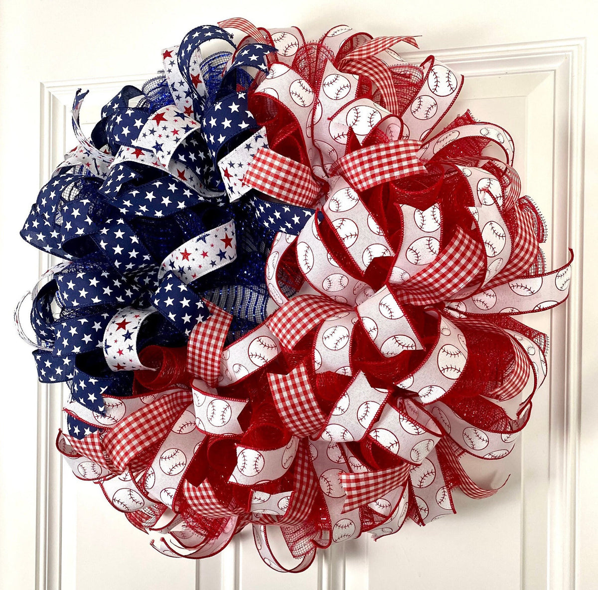 Baseball Wreath: Patriotic American Flag Decor, Stars & Stripes