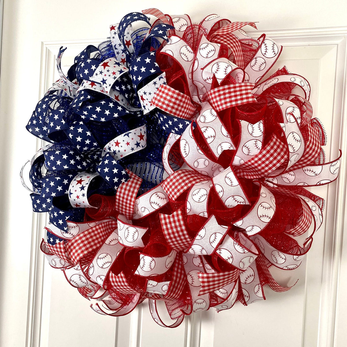 Baseball Wreath: Patriotic American Flag Decor, Stars & Stripes