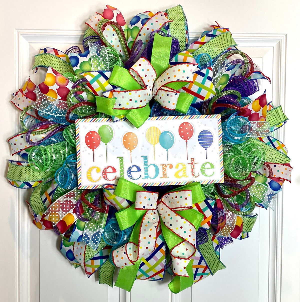 Birthday Wreath Front Door, Party Decor, Spring Wreath, Celebration