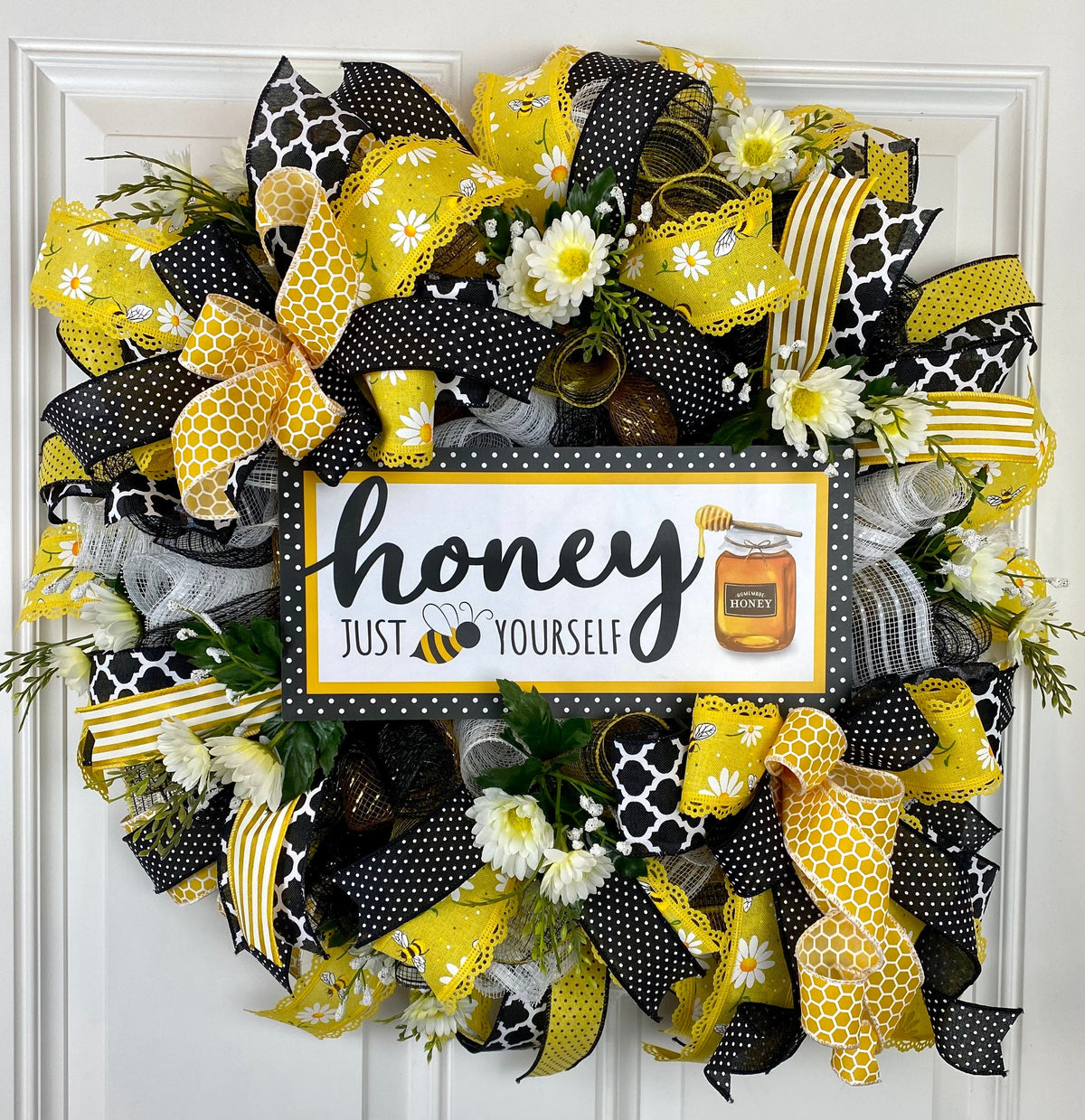 Summer wreath, Bee Everyday Wreath Front Door, Farmhouse All Season Wreath, Spring Wreath, Summer Deco Mesh