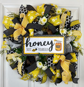 Summer wreath, Bee Everyday Wreath Front Door, Farmhouse All Season Wreath, Spring Wreath, Summer Deco Mesh