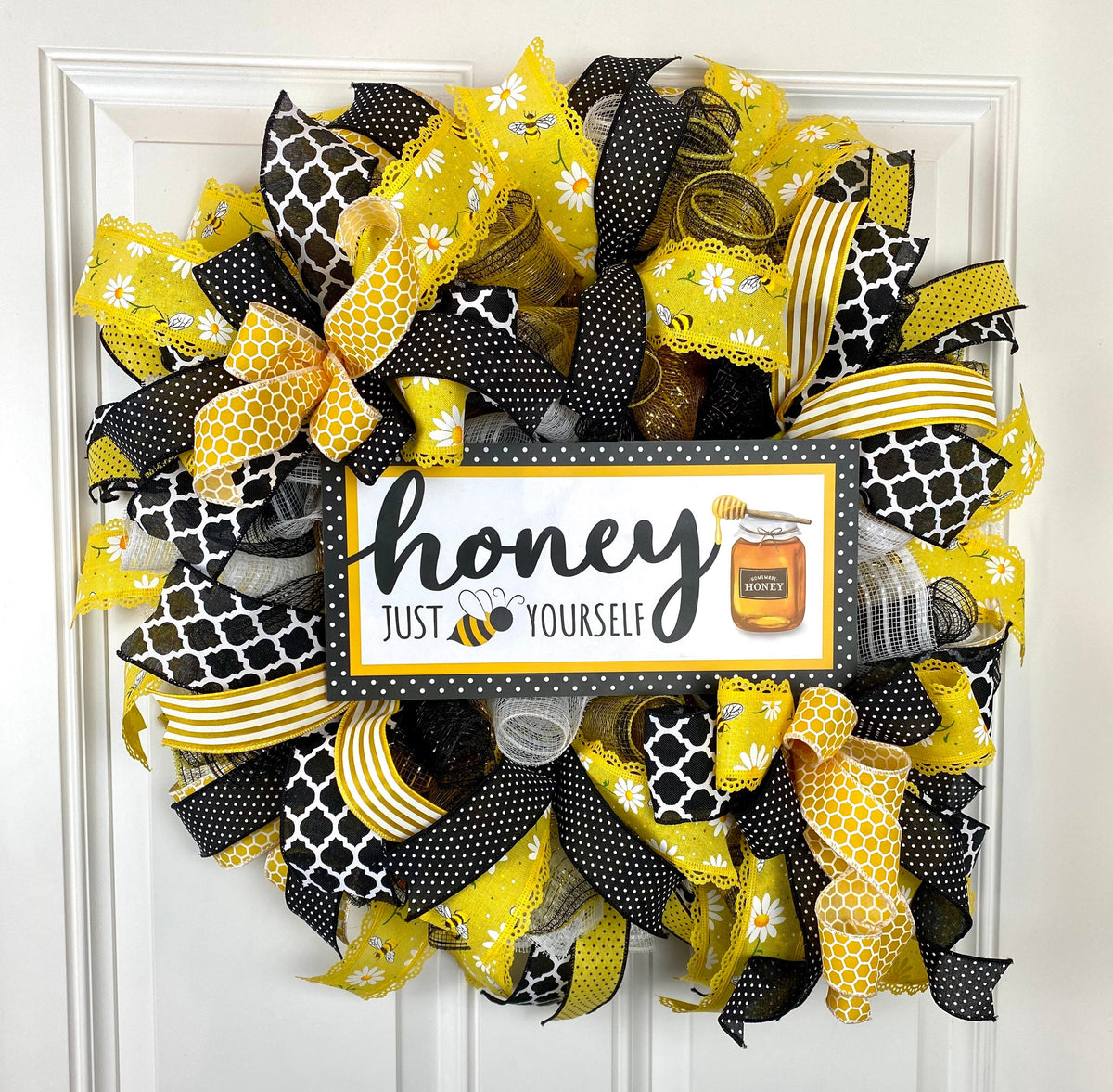 Summer wreath, Bee Everyday Wreath Front Door, Farmhouse All Season Wreath, Spring Wreath, Summer Deco Mesh