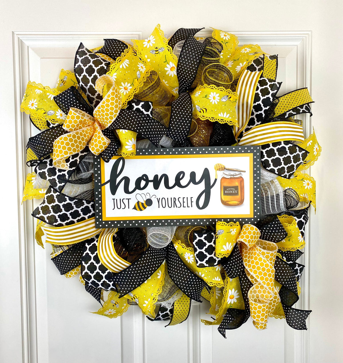 Summer wreath, Bee Everyday Wreath Front Door, Farmhouse All Season Wreath, Spring Wreath, Summer Deco Mesh