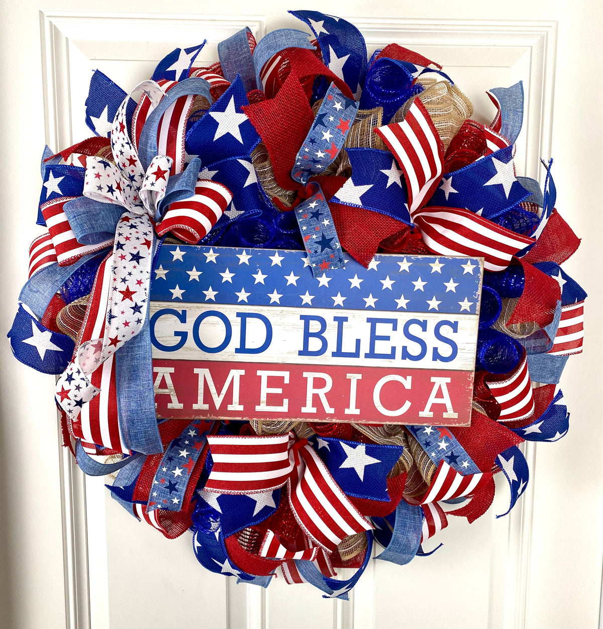 XL Patriotic Wreath: American Flag, Stars & Stripes, Summer Decor