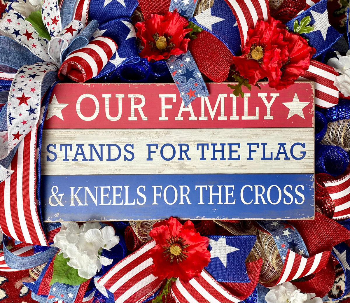 XL Patriotic Wreath: American Flag, Stars & Stripes, Summer Decor