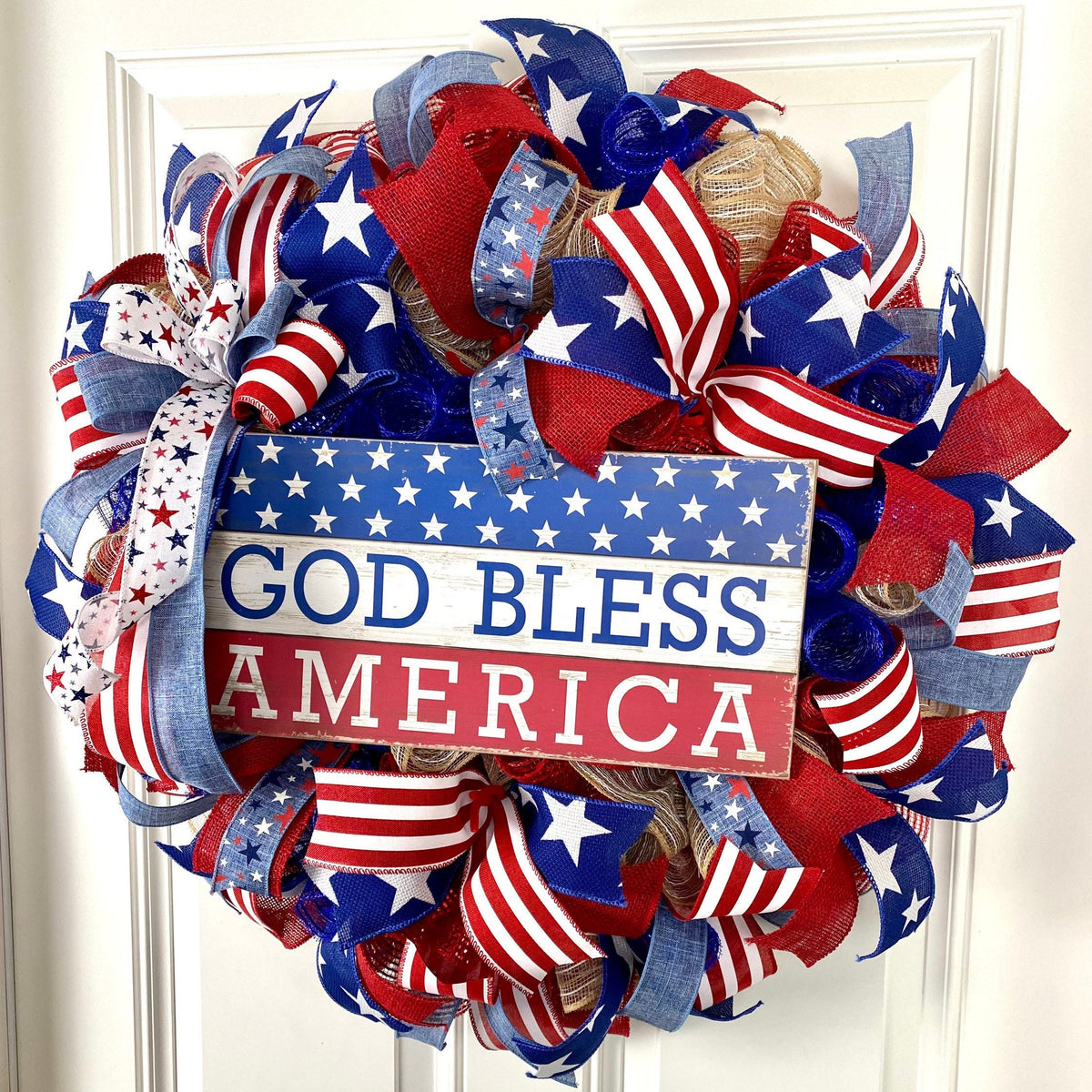 XL Patriotic Wreath: American Flag, Stars & Stripes, Summer Decor