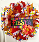 Fiesta Wreath, Cinco de Maya, Party Decor, Summer Deco Mesh