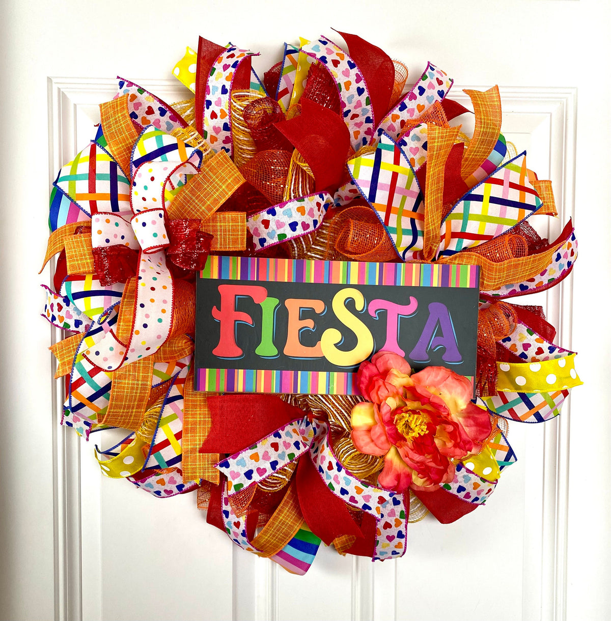 Fiesta Wreath, Cinco de Maya, Party Decor, Summer Deco Mesh