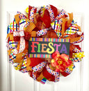 Fiesta Wreath, Cinco de Maya, Party Decor, Summer Deco Mesh