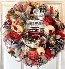 Everyday Wreath, Red Truck, Flower Market Summer Wreath, Home Decor, Farmhouse, All Season Wreath, Spring Wreath, Summer Deco Mesh