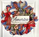 Patriotic Wreath, Rustic Country Flag Wreath, Fourth of July Wreath, Deluxe Flag Wreath, Red Cream and Blue Wreath, summer wreath