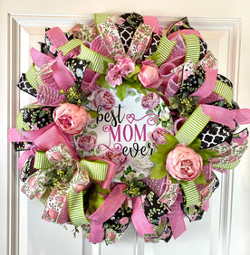 Mothers Day Gift, Wreath Front Door, Farmhouse Peony Wreath, Spring Wreath, Summer Deco Mesh