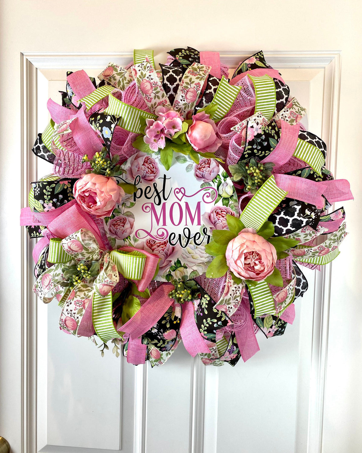 Mothers Day Gift, Wreath Front Door, Farmhouse Peony Wreath, Spring Wreath, Summer Deco Mesh