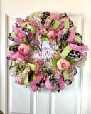 Mothers Day Gift, Wreath Front Door, Farmhouse Peony Wreath, Spring Wreath, Summer Deco Mesh