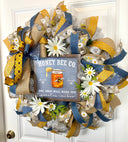 XL Everyday Honey Bee Wreath Front Door, Farmhouse All Seasons Wreath, Spring Wreath, Summer Deco Mesh