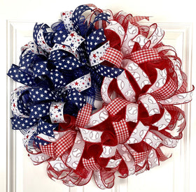 Patriotic Baseball Wreath