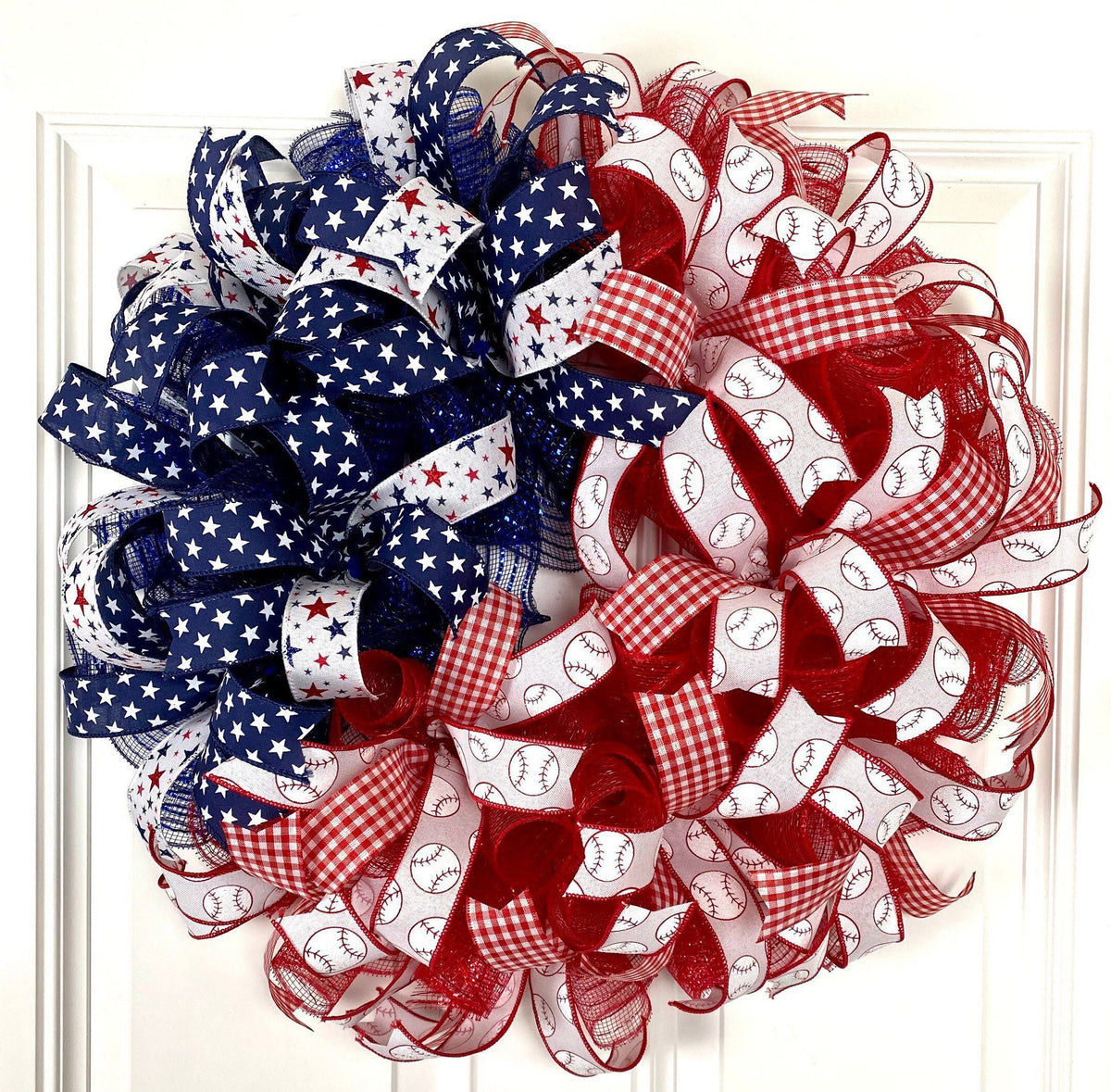 Baseball Wreath: Patriotic American Flag Decor, Stars & Stripes