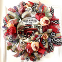 Everyday Wreath, Red Truck, Flower Market Summer Wreath, Home Decor, Farmhouse, All Season Wreath, Spring Wreath, Summer Deco Mesh