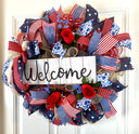 Patriotic Wreath, Summer Wreath, American Flag, Stars & Stripes, Everyday, Memorial Day, Double Doors, Flag, 4th of July, Summer Wreath