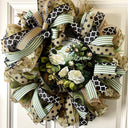 Summer Wreath Front Door, Farmhouse Stained Glass Wreath, Everyday Wreath, Summer Deco Mesh