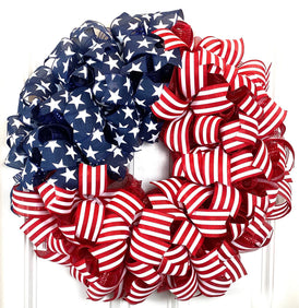 XL American Flag Wreath: Patriotic Red White and Blue Decor