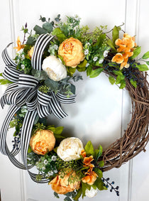Summer Wreath, Peony Wreath, Tuscan Wreath, French Country Wreath, Spring wreath, Front Door Wreath, Summer Wreath