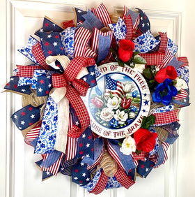 Patriotic Wreath, Summer Wreath, American Flag, Stars & Stripes, Everyday, Memorial Day, Double Doors, Flag, 4th of July, Summer Wreath