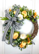 Summer Wreath, Peony Wreath, Tuscan Wreath, French Country Wreath, Spring wreath, Front Door Wreath, Summer Wreath