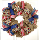 Burlap Patriotic Wreath: Vintage Flag Decor with Ribbons