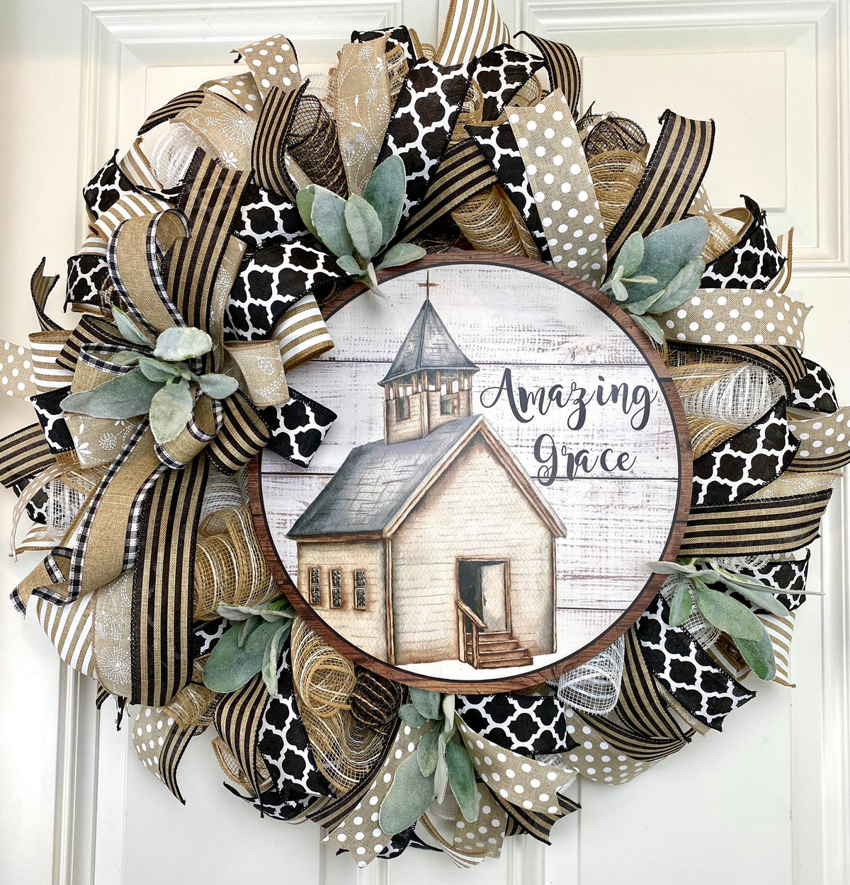 Farmhouse Wreath, Church, Amazing Grace Christian Decor, Summer Wreath Front Door, Farmhouse All Season Wreath, Summer