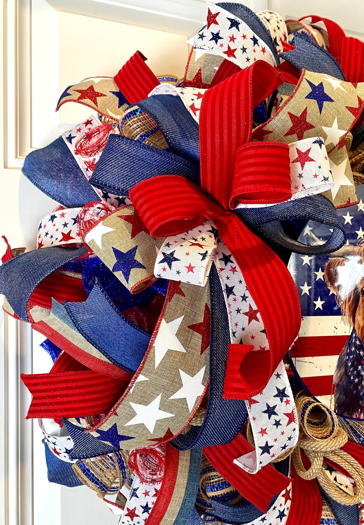 Patriotic Highland Cow Wreath