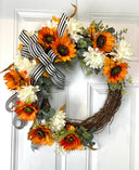 Fall Sunflower Wreath. Autumn Decor. Front Door Wreath