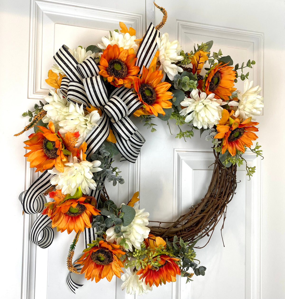 Fall Sunflower Mum Wreath Autumn Decor