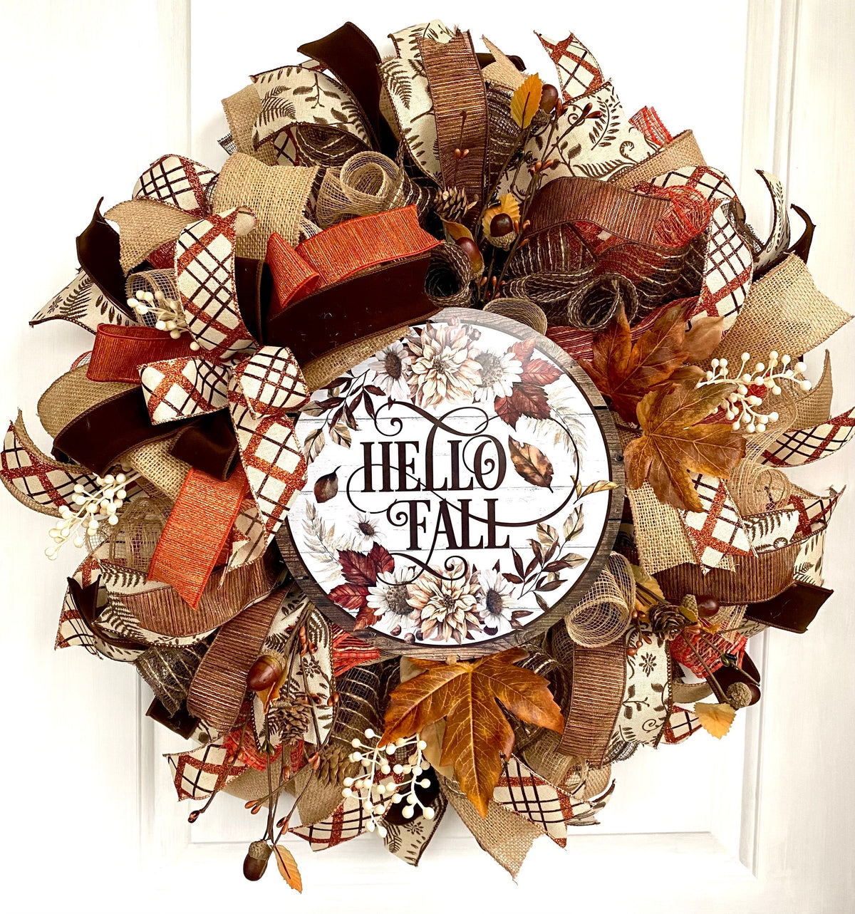Fall Wreath, Farmhouse, Autumn, Thanksgiving Decor, Mesh Wreath