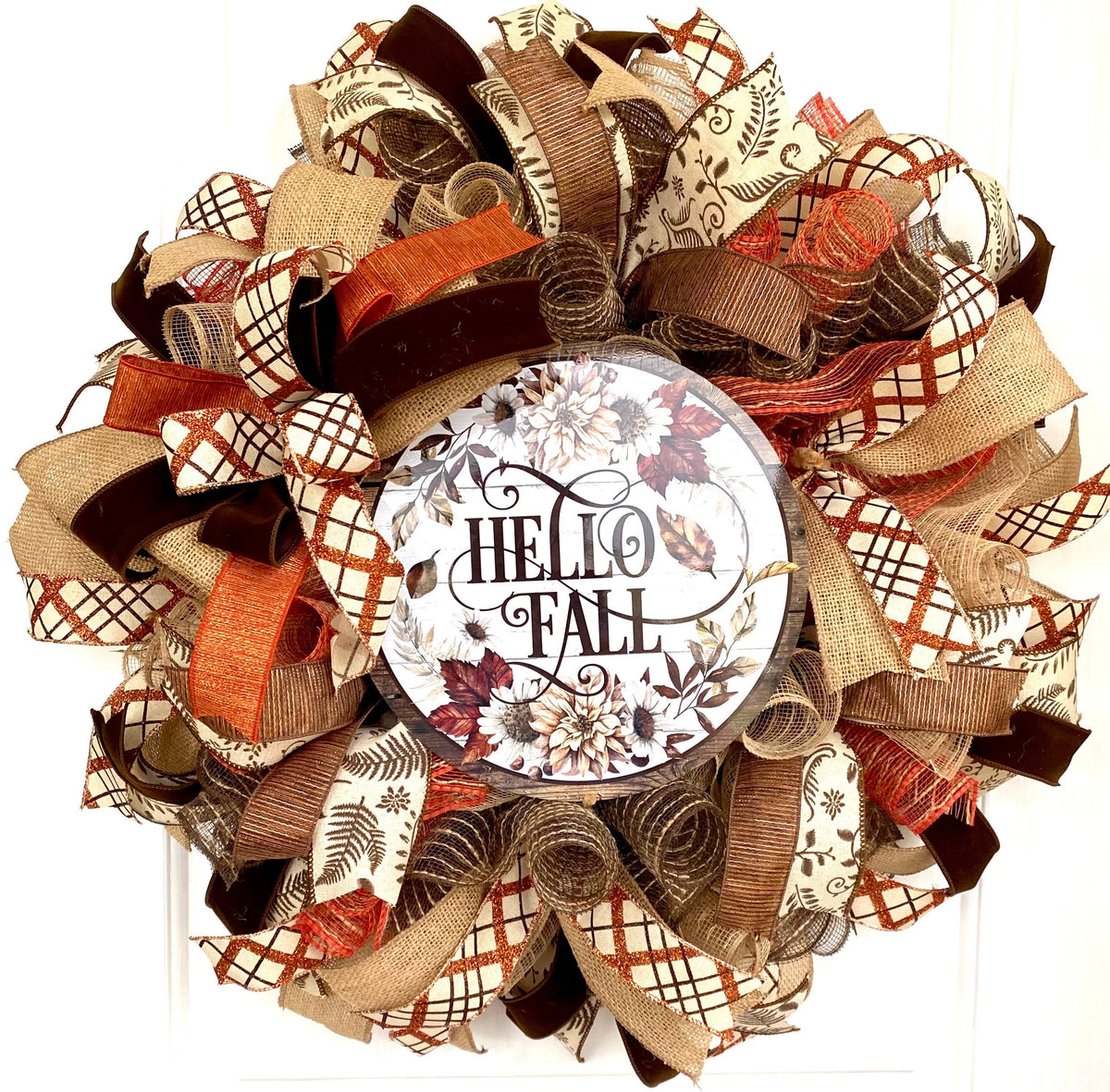 Fall Wreath, Farmhouse, Autumn, Thanksgiving Decor, Mesh Wreath