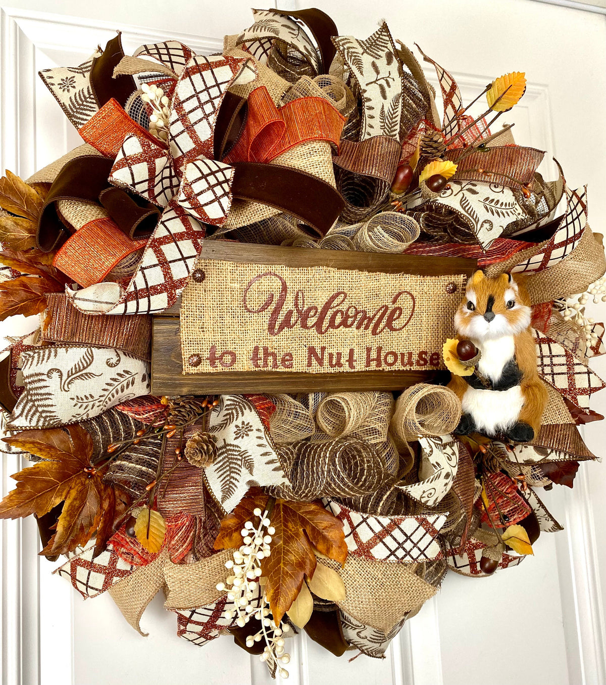 Fall Nut House Wreath with Adorable Squirrel