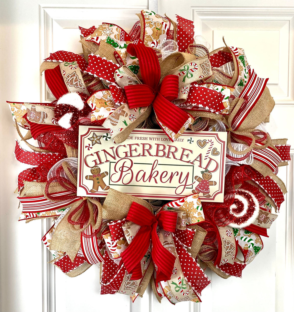 Gingerbread Bakery Christmas Wreath: Holiday Front Door Decor