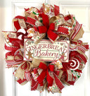 Gingerbread Bakery Christmas Wreath: Holiday Front Door Decor