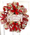 Gingerbread Bakery Christmas Wreath: Holiday Front Door Decor