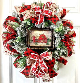 Winter Snow Globe, Snowman Santa Farmhouse Wreath Sign, Snowglobe