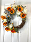 Fall Sunflower Wreath. Autumn Decor. Front Door Wreath