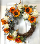 Fall Sunflower Wreath. Autumn Decor. Front Door Wreath