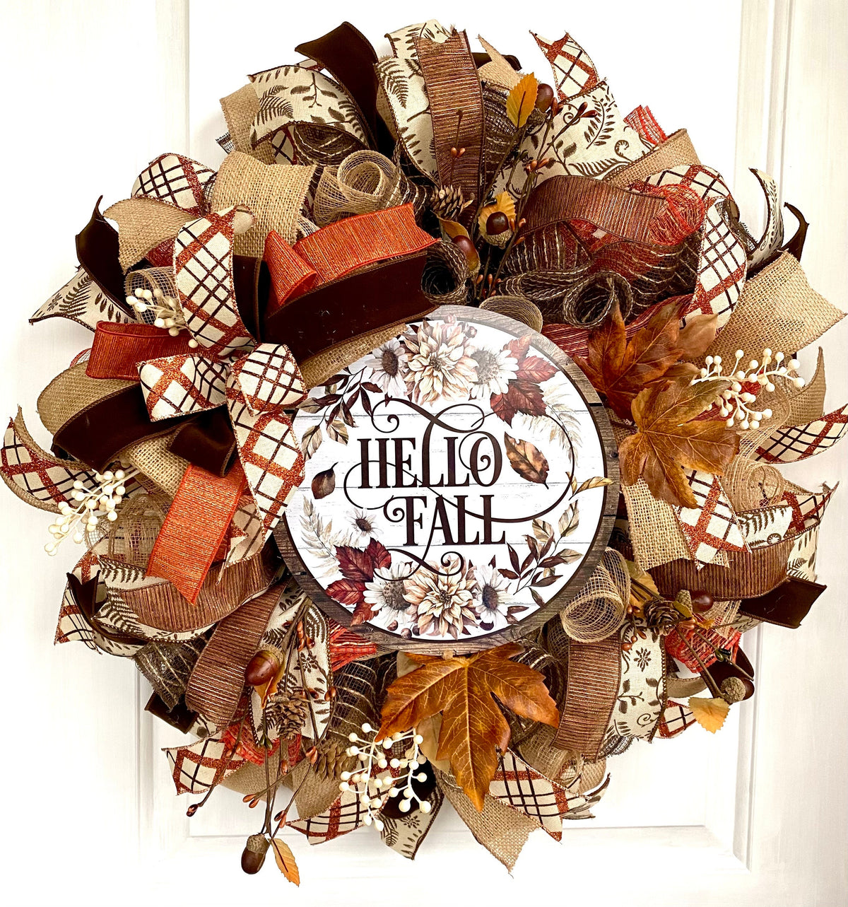 Fall Wreath, Farmhouse, Autumn, Thanksgiving Decor, Mesh Wreath