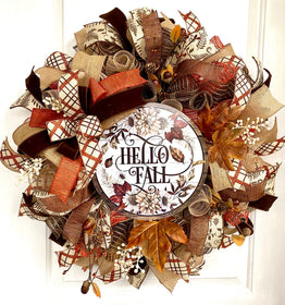 Fall Farmhouse Wreath: Boho Autumn Thanksgiving Porch Decor