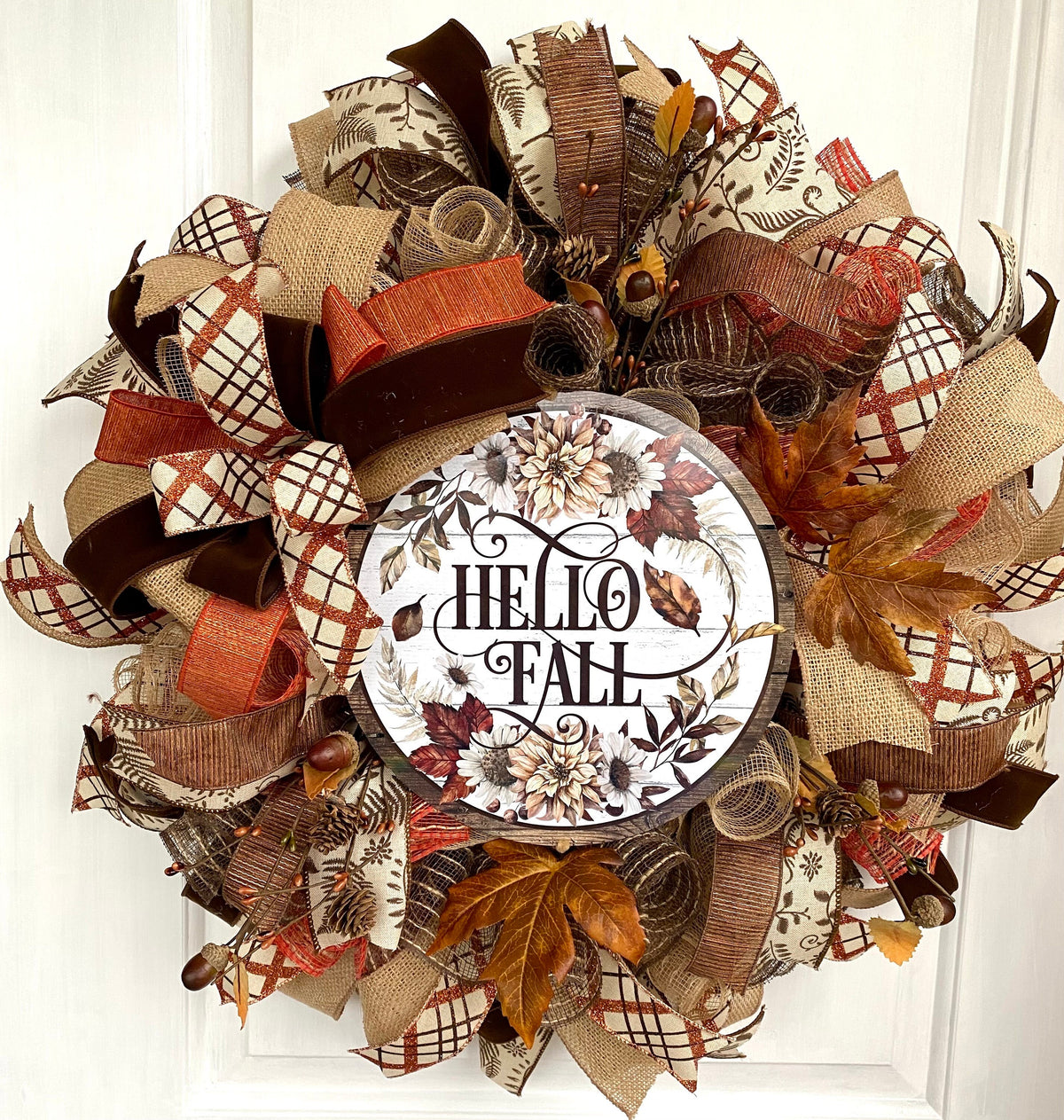 Fall Wreath, Farmhouse, Autumn, Thanksgiving Decor, Mesh Wreath