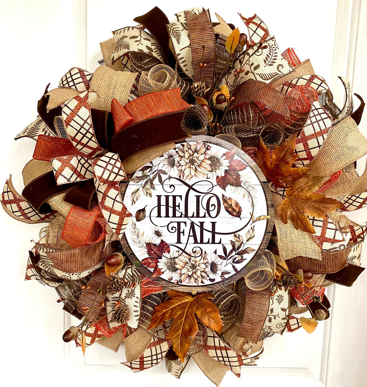 Fall Wreath, Farmhouse, Autumn, Thanksgiving Decor, Mesh Wreath