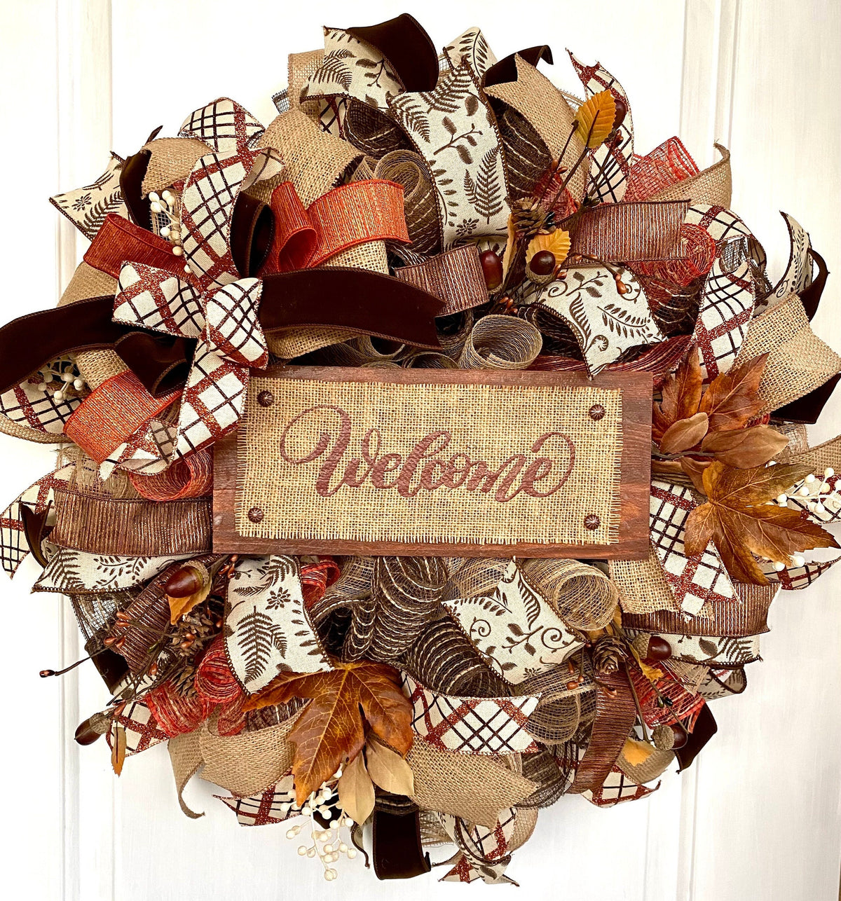 Fall Wreath, Farmhouse, Autumn, Thanksgiving Decor, Mesh Wreath