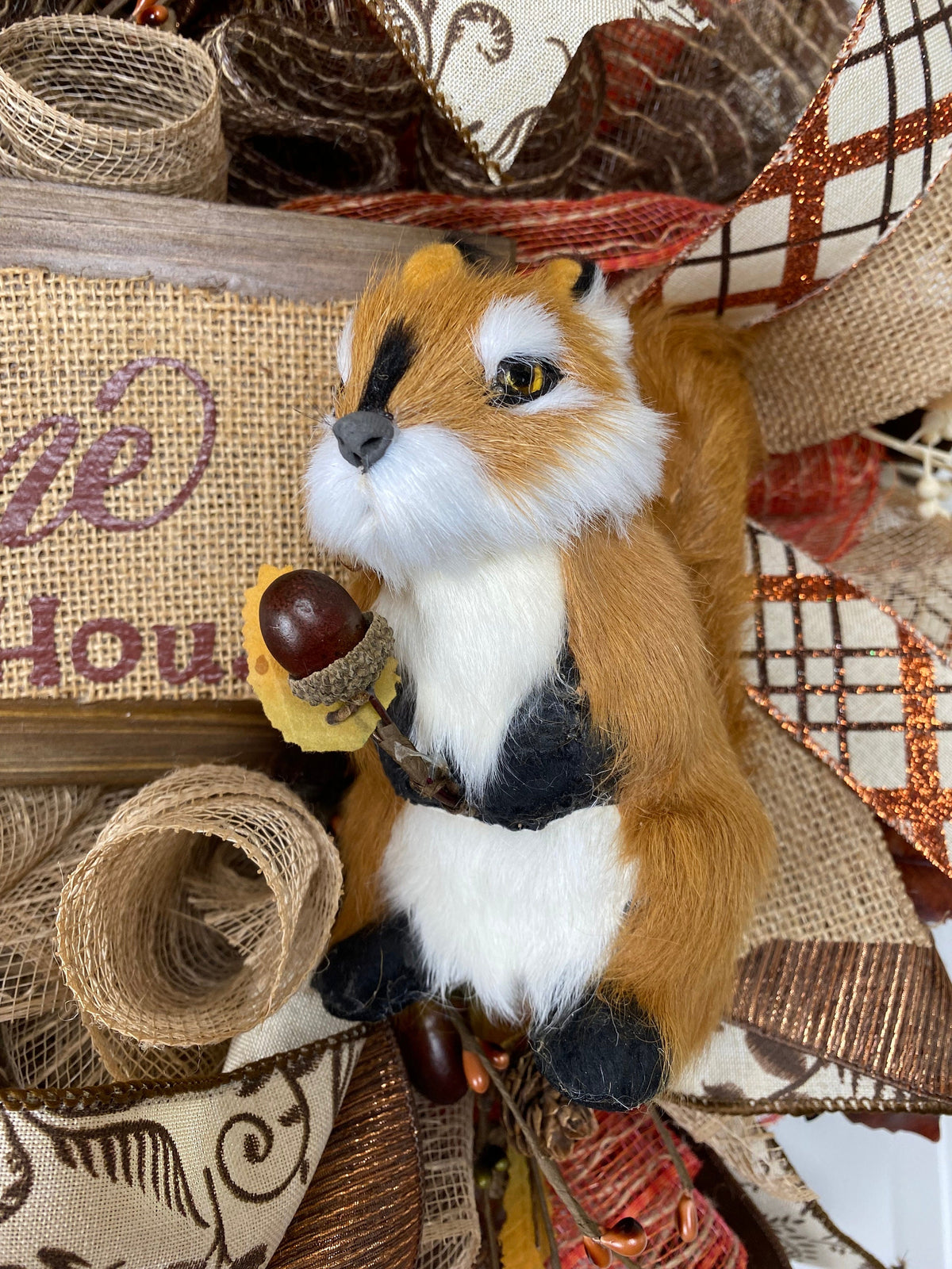 Fall Nut House Wreath with Adorable Squirrel