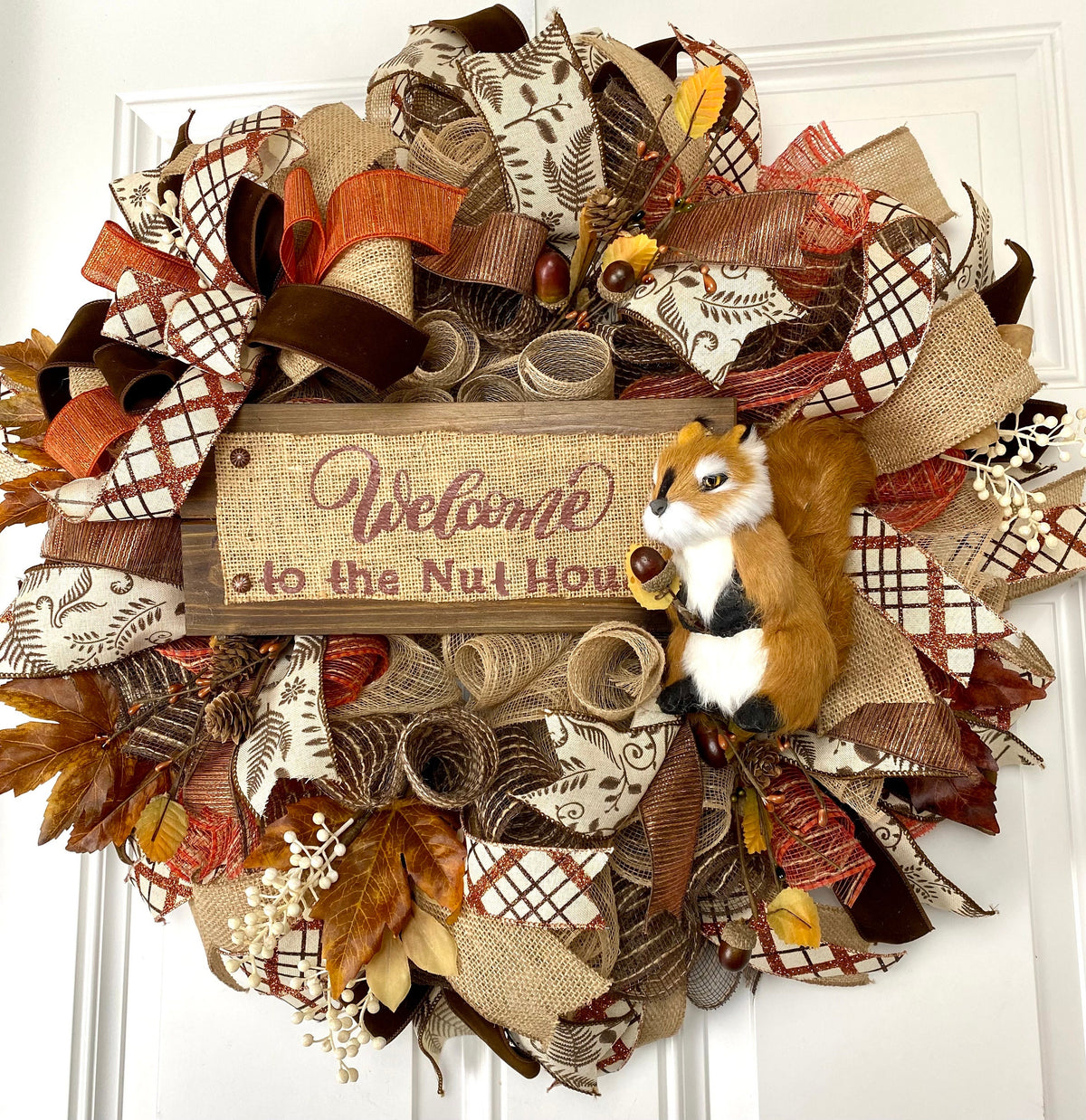 Fall Nut House Wreath with Adorable Squirrel